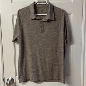 Woolx Summit brown heathered lightweight wool blend polo shirt men’s size L